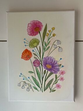 Hand-Painted Floral Canvas - Colorful Wildflowers